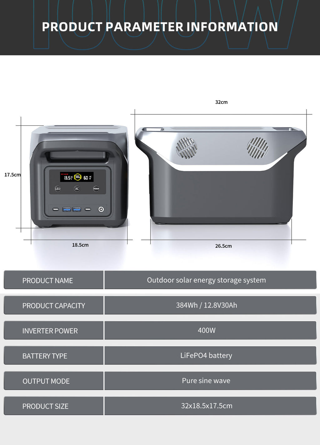 400W solar energy storage inverter fast charging