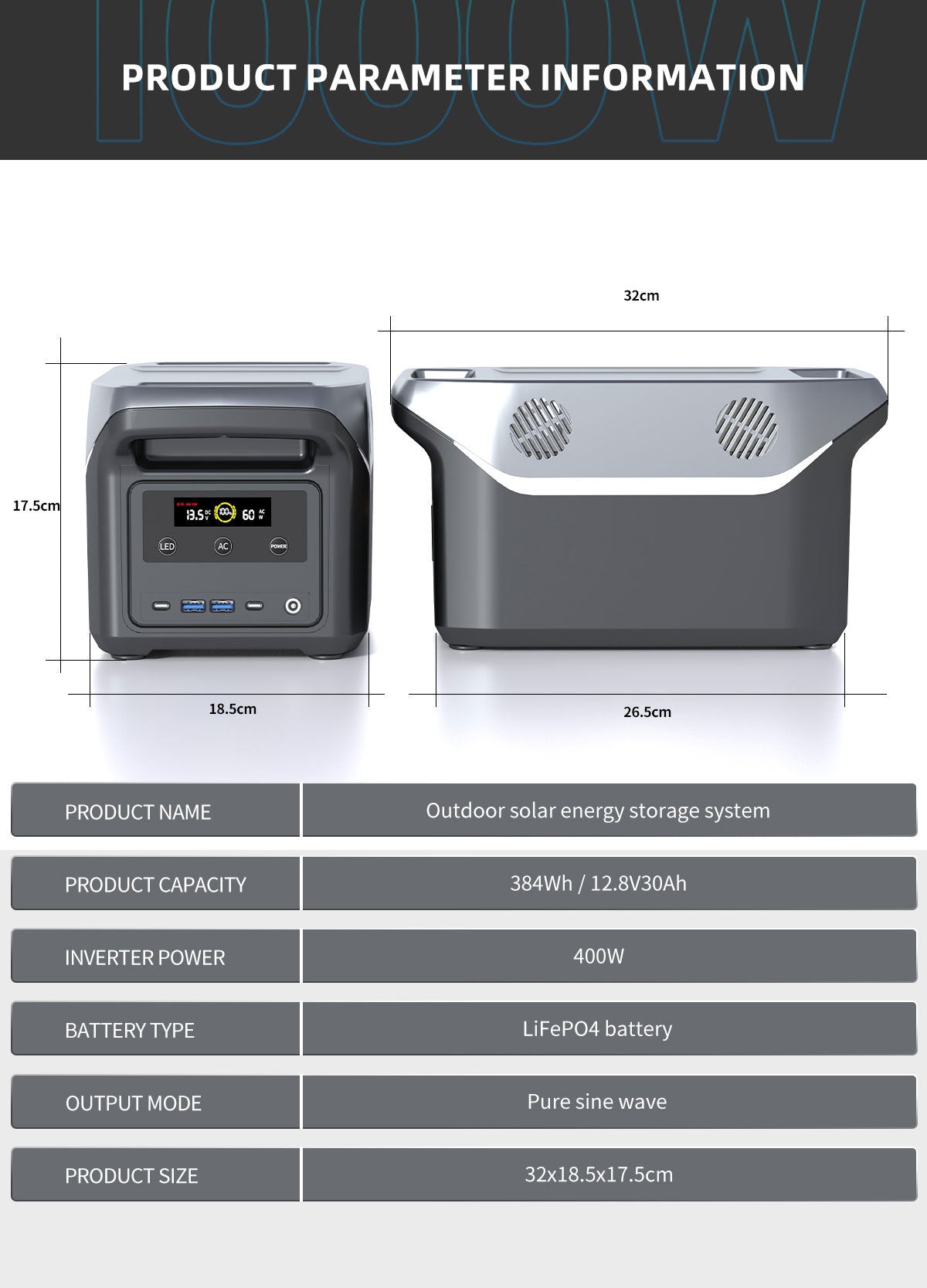 400W solar energy storage inverter fast charging