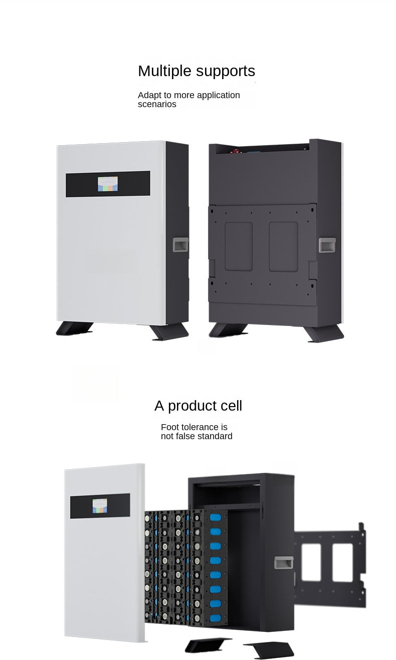 48V, 51.2V, 100Ah-200Ah wall-mounted energy storage batteries, suitable for vertical lithium iron phosphate household energy storage systems with 5 kWh and 10 kWh power output