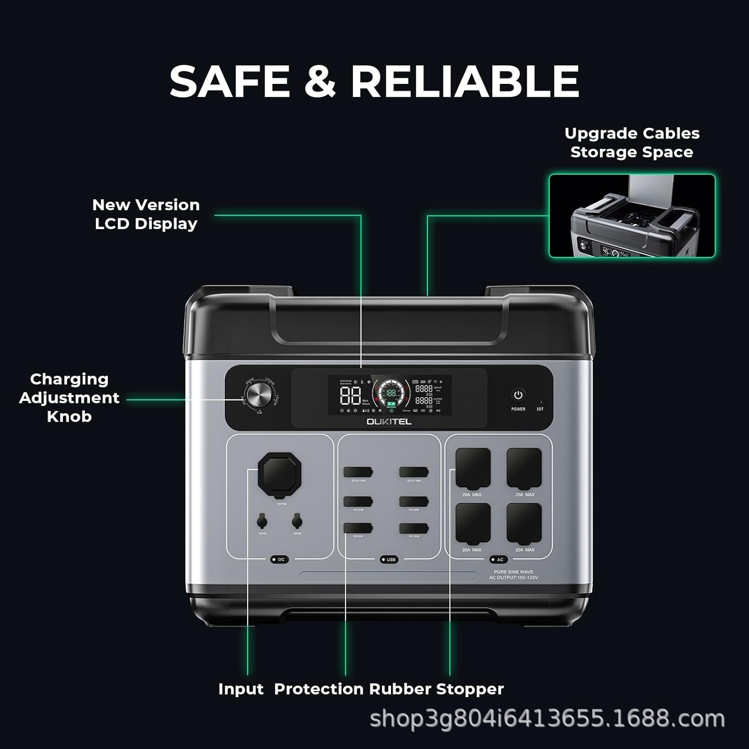 Foreign Trade Portable Power Bank2400W High Power2High Power Solar Camping Outdoor Mobile