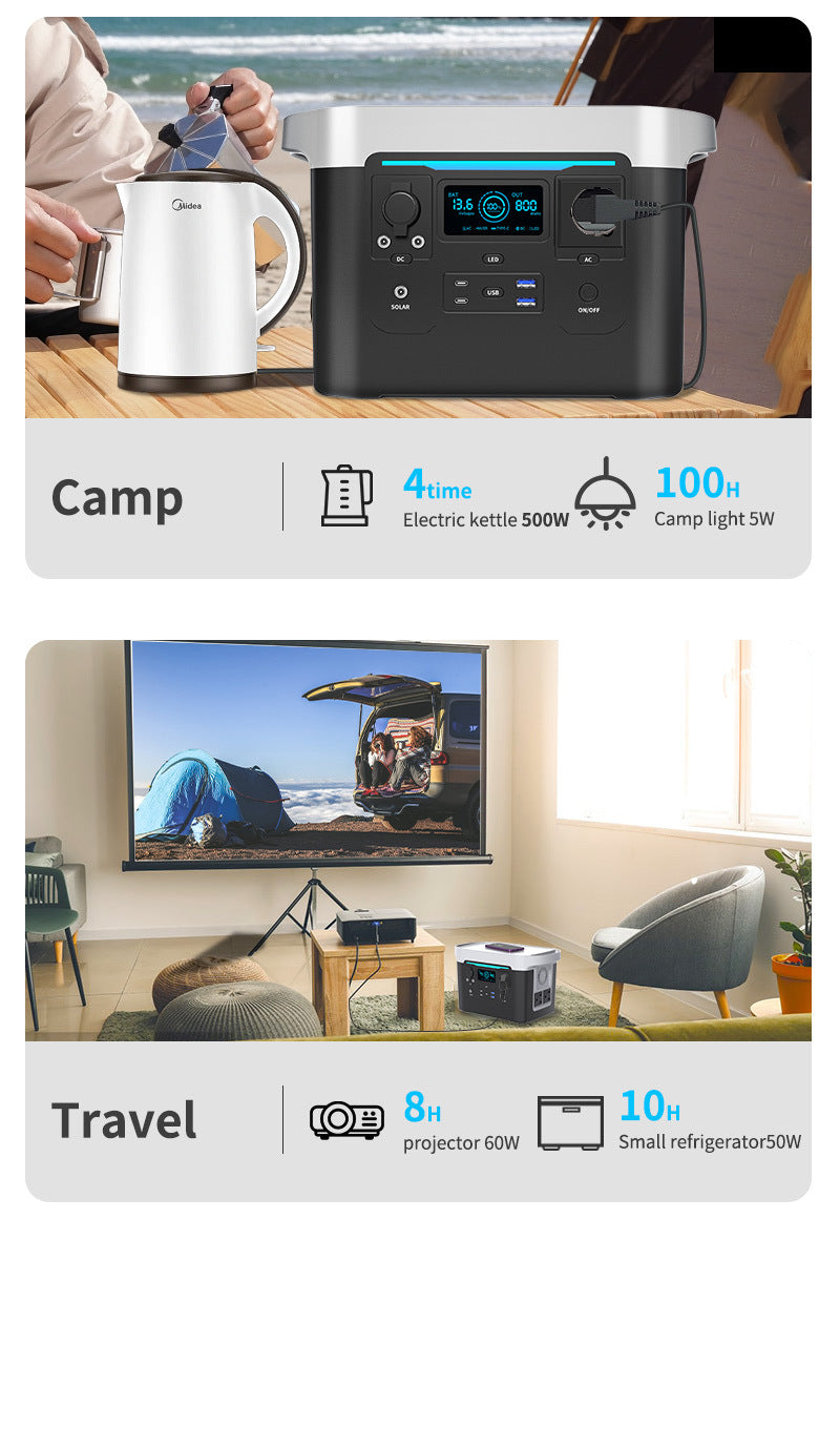 1000w New Outdoor Charging Solar Generator Portable Power St