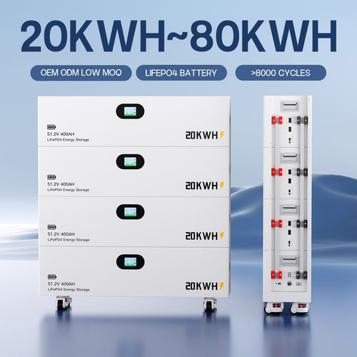 20 40 60 80 KWH Lithium Iron Phosphate Stacked Battery Pack Energy Storage Solar LiFePO4 Battery