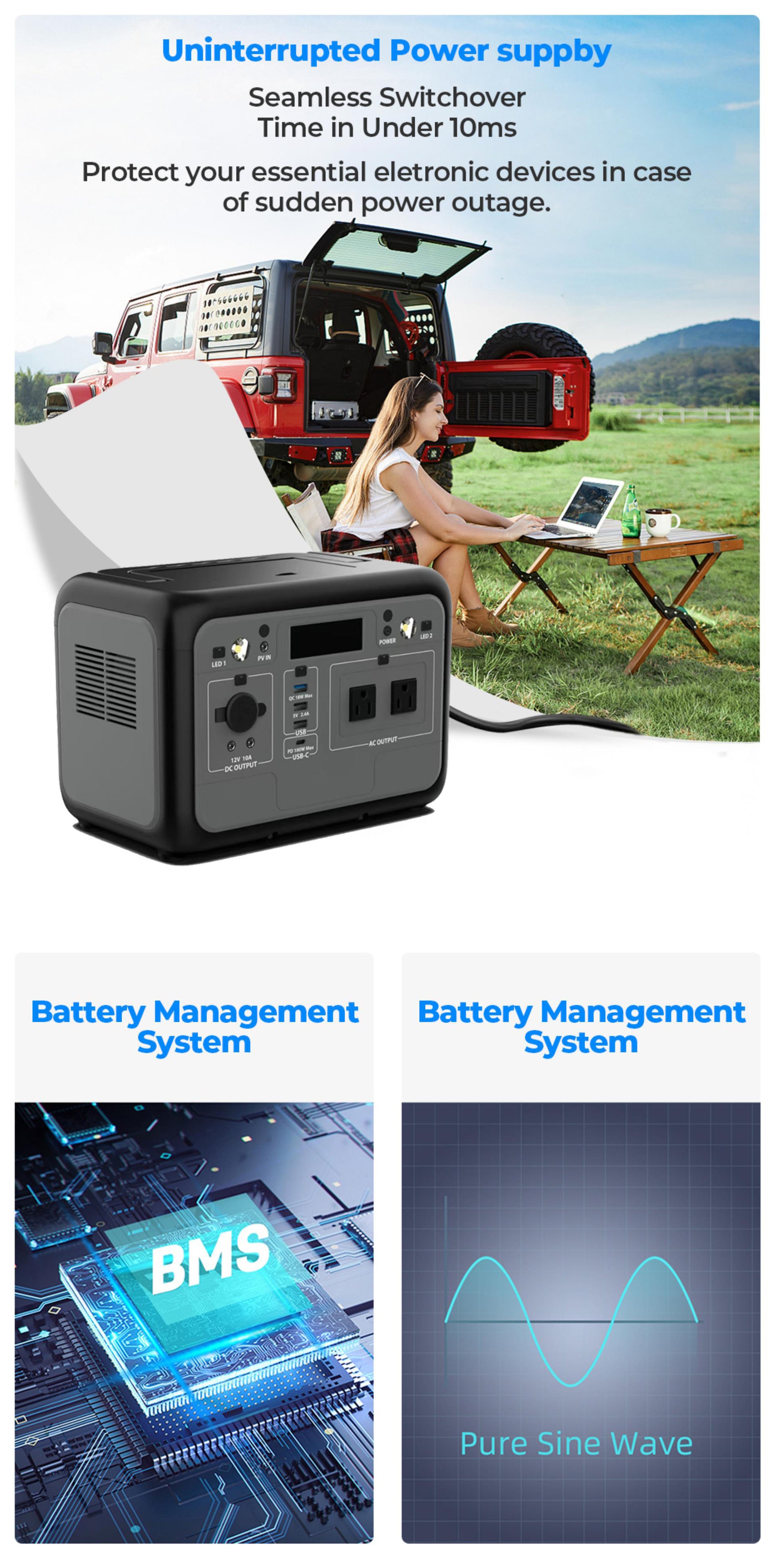 Customization Outdoor Power Supply512Wh Mobile Camping800W Portable Energy Storage Power Bank Rechargeable