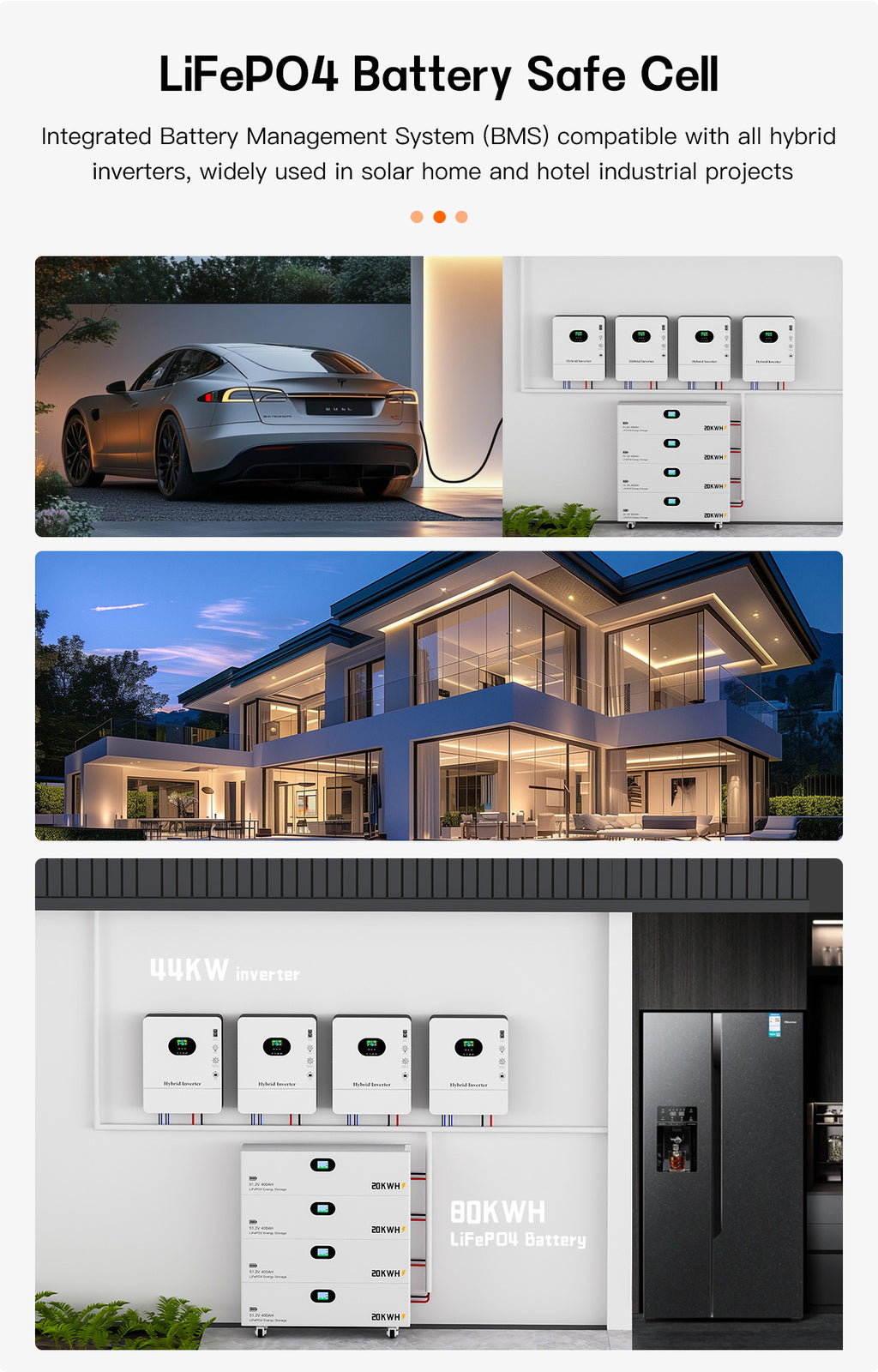 20 40 60 80 KWH Lithium Iron Phosphate Stacked Battery Pack Energy Storage Solar LiFePO4 Battery