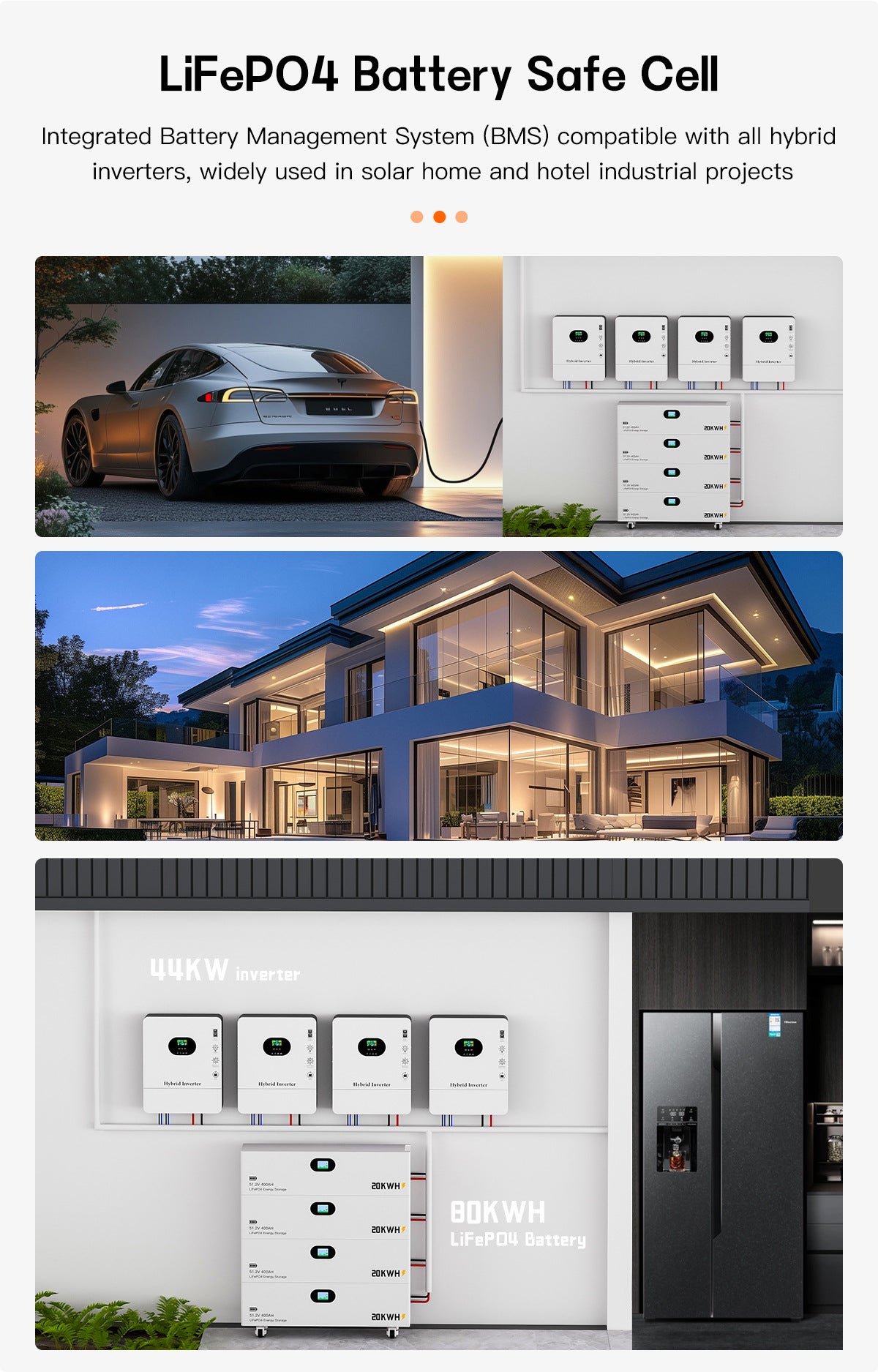 20 40 60 80 KWH Lithium Iron Phosphate Stacked Battery Pack Energy Storage Solar LiFePO4 Battery