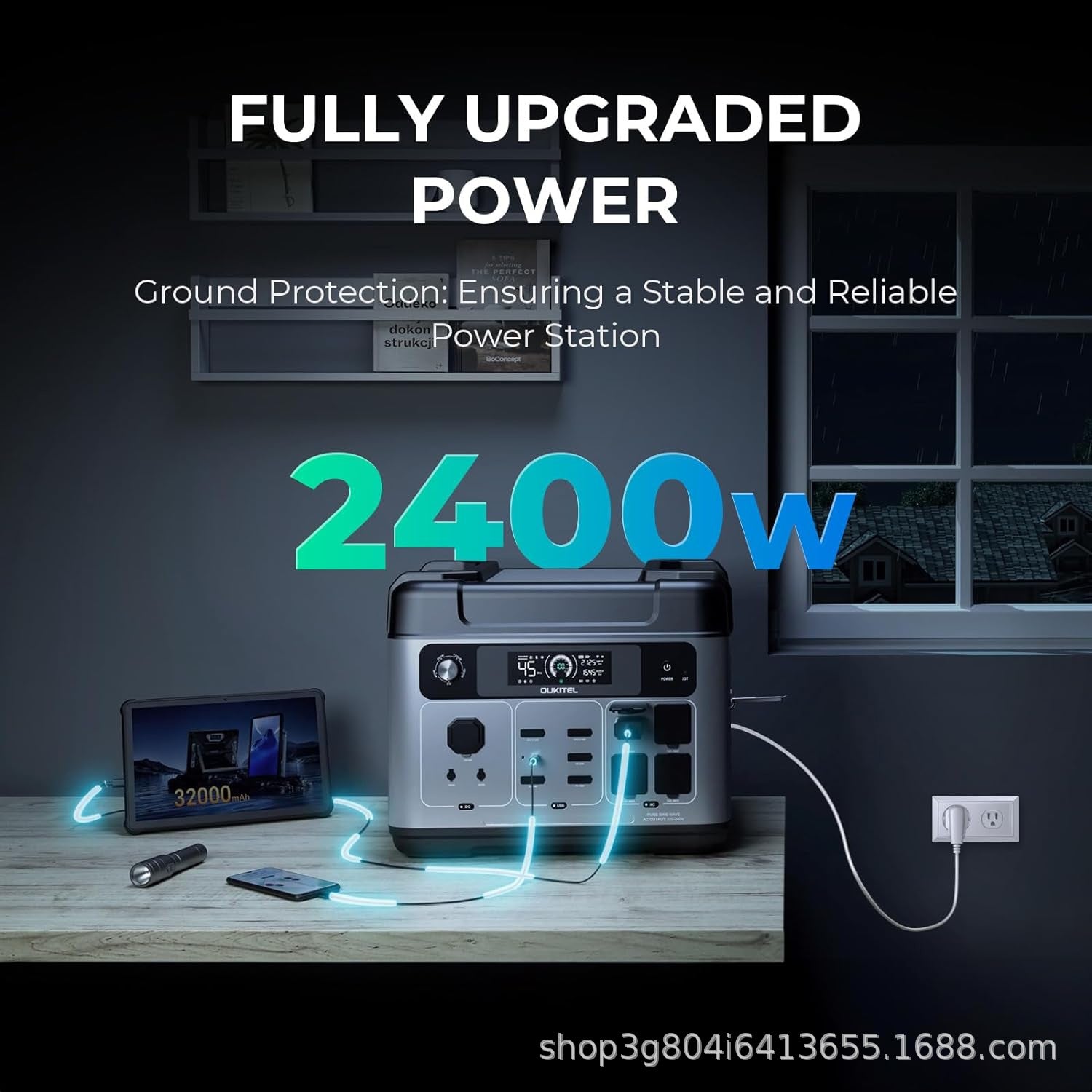 Foreign Trade Portable Power Bank2400W High Power2High Power Solar Camping Outdoor Mobile