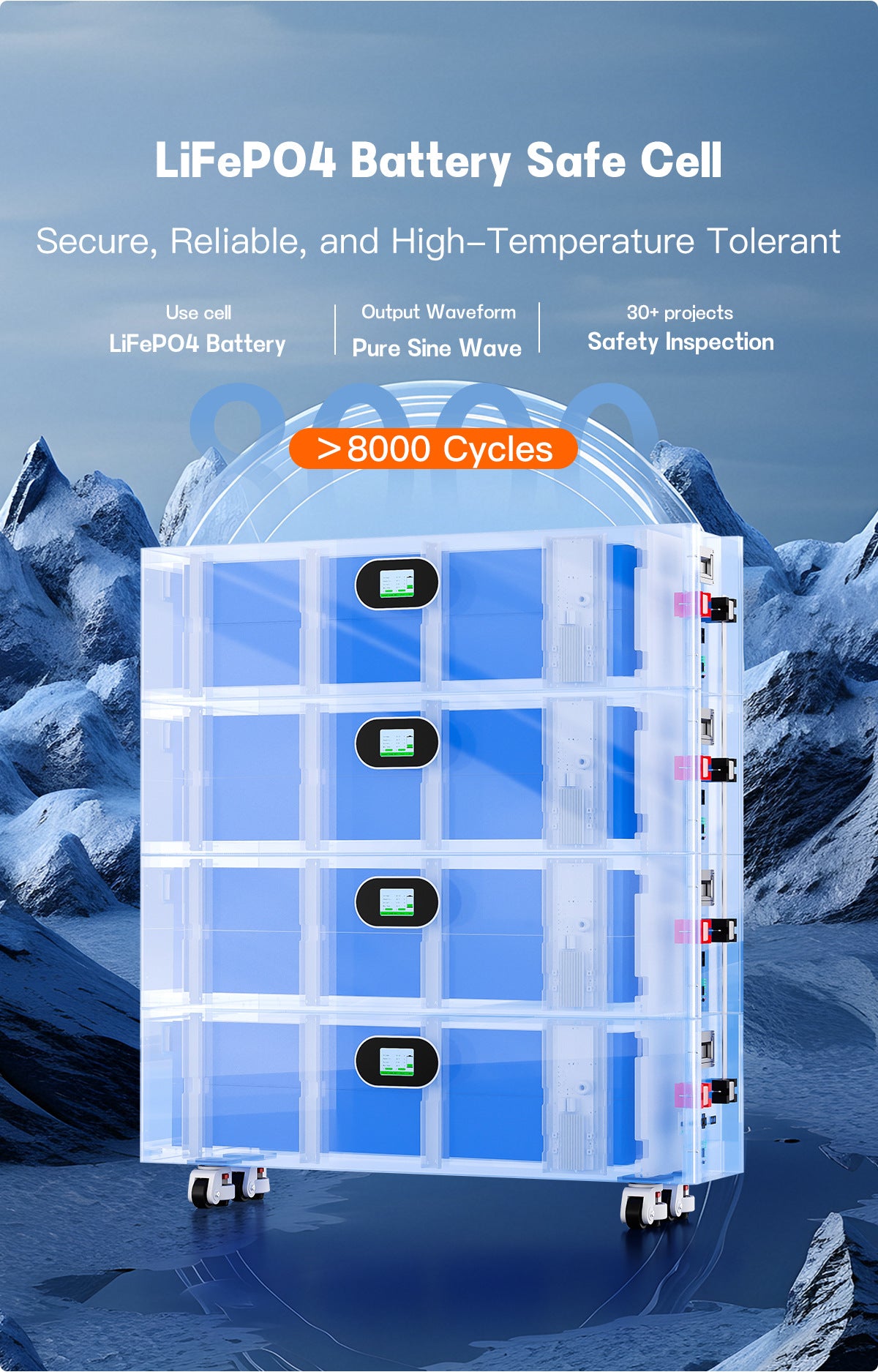 20 40 60 80 KWH Lithium Iron Phosphate Stacked Battery Pack Energy Storage Solar LiFePO4 Battery